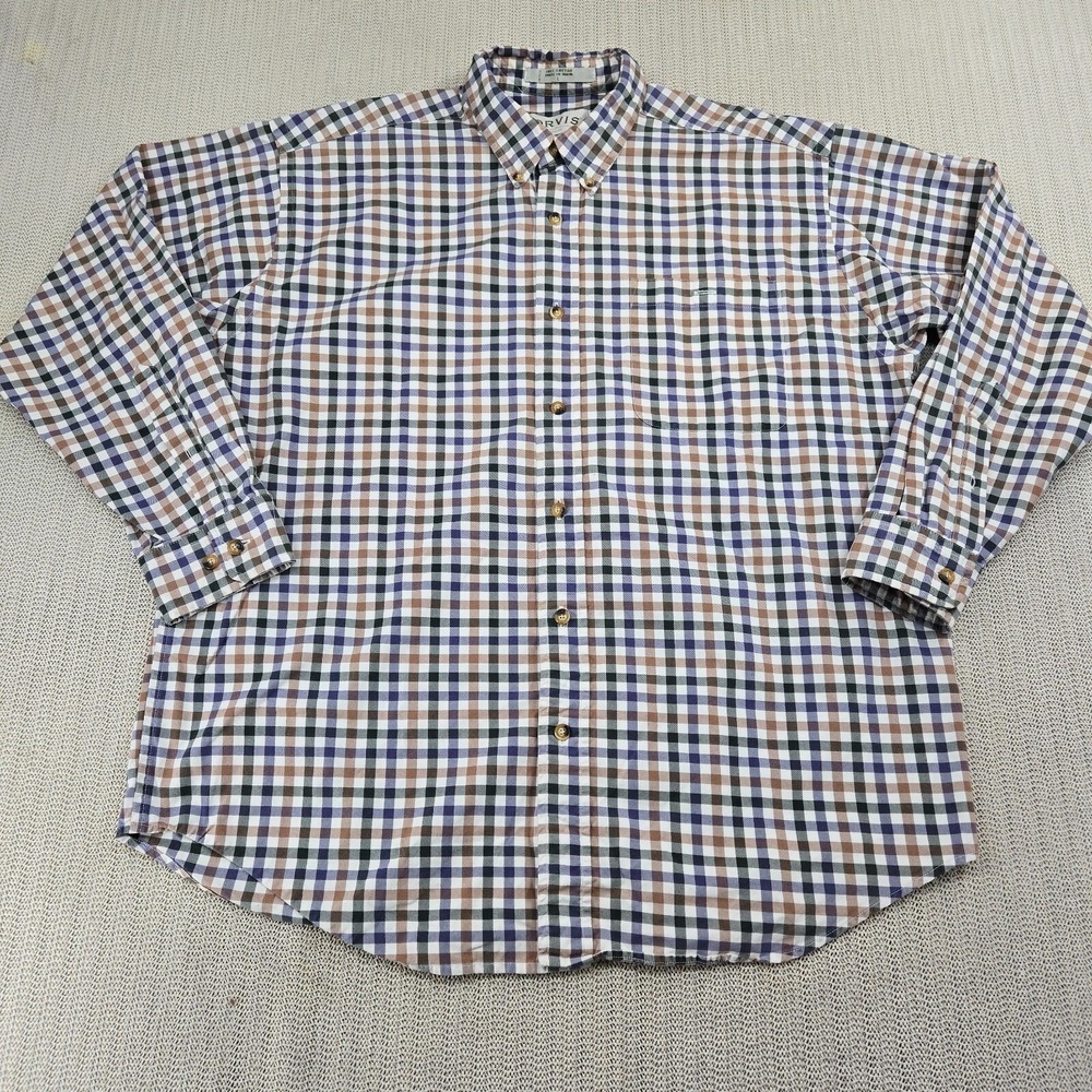 Orvis Shirt Mens Large White Blue Checked Long Sleeve Chest Pocket Outdoors